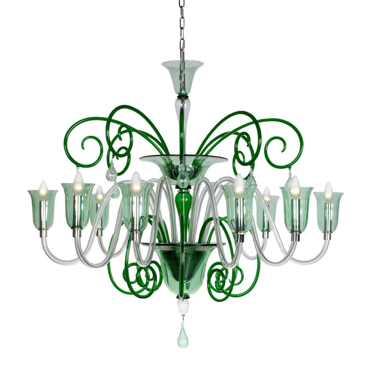 Wave Murano Glass Dublino Chandelier - an elegant handcrafted Murano glass chandelier, showcasing intricate designs and vibrant colors to illuminate your space with style and sophistication