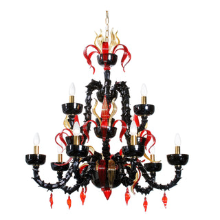 Wave Murano Glass Inferno Chandelier - an elegant handcrafted Murano glass chandelier, showcasing intricate designs and vibrant colors to illuminate your space with style and sophistication