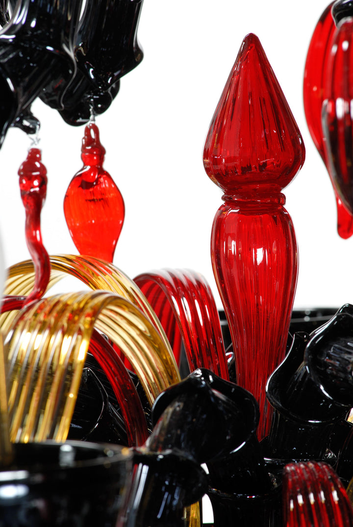 Wave Murano Glass Inferno Chandelier - an elegant handcrafted Murano glass chandelier, showcasing intricate designs and vibrant colors to illuminate your space with style and sophistication